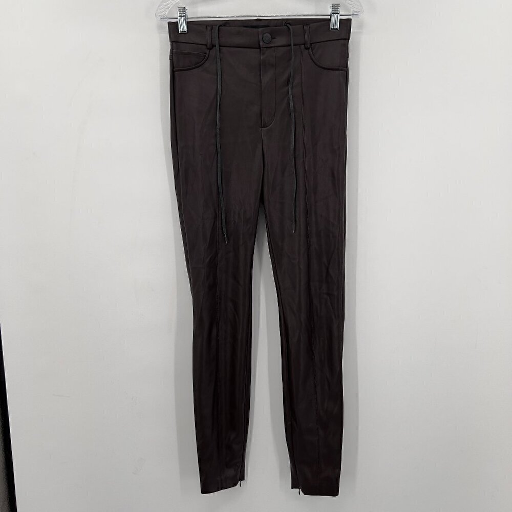 ZARA Women's Faux Leather Brown High Waisted Skinny Pants M